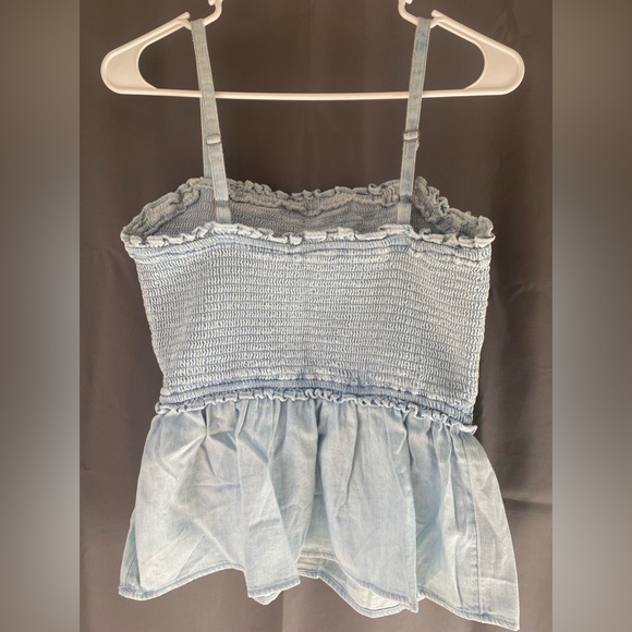 Light Blue Smocked Peplum Top - Picture 4 of 6